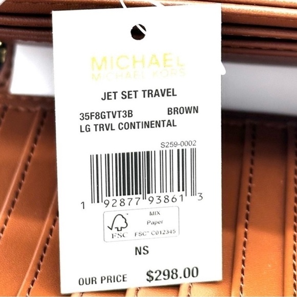 Michael Kors Large Continental Wallet Wristlet Leather Brown - Picture 8 of 8